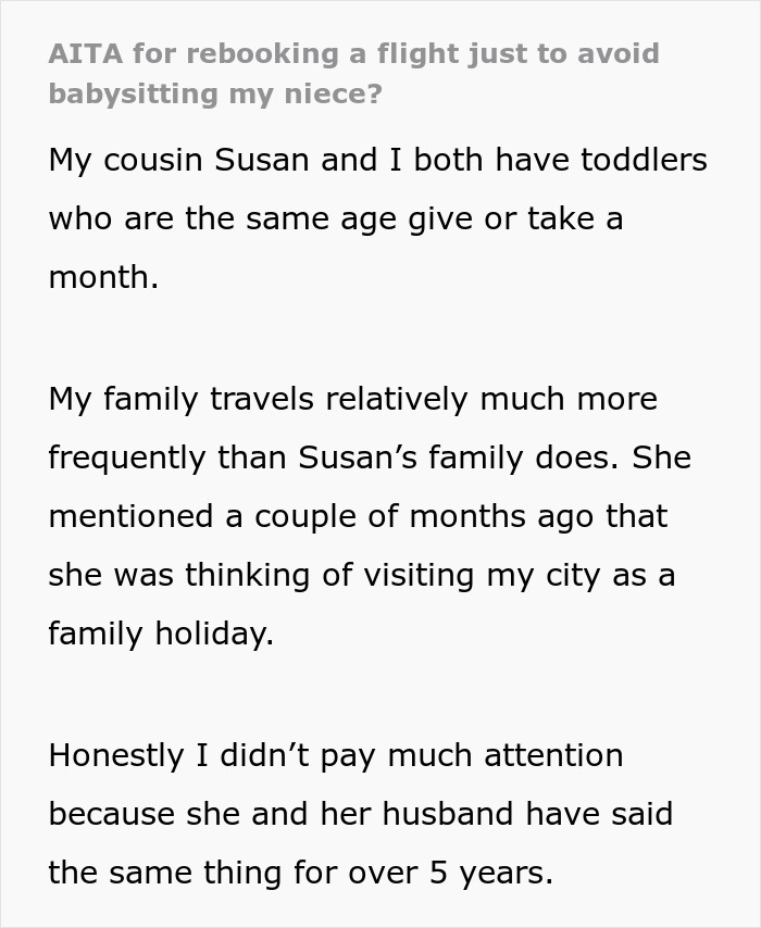 Person reading a message on a smartphone about rebooking a flight to avoid babysitting niece situation. Person reading a message on a smartphone about rebooking a flight to avoid babysitting niece situation.