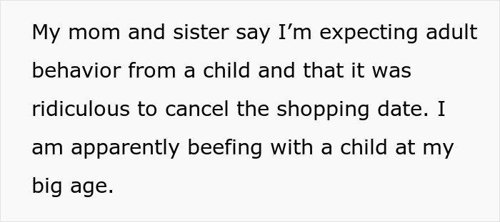 Text excerpt about a teen niece calling her aunt fat and ugly, then throwing a fit after a canceled shopping trip.