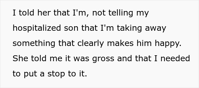 Text of a conversation about a hospitalized son’s girlfriend kissing him and the mom finding it gross. Text of a conversation about a hospitalized son’s girlfriend kissing him and the mom finding it gross.
