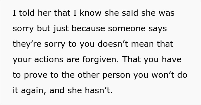 Text discussing the teen niece calling aunt fat and ugly at the park and the canceled shopping trip conflict.