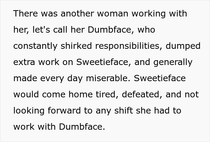Text excerpt describing a coworker causing stress, highlighting issues before a man gets revenge with a better ring proposal. Text excerpt describing a coworker causing stress, highlighting issues before a man gets revenge with a better ring proposal.
