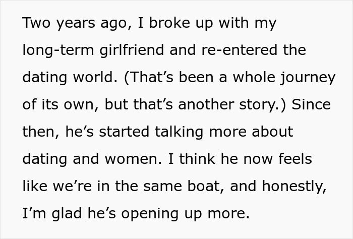 Text excerpt about a man discussing dating influencer-like women and a friend offering a reality check. Text excerpt about a man discussing dating influencer-like women and a friend offering a reality check.