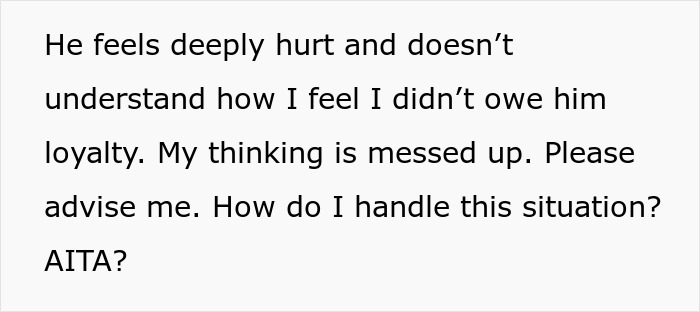 Text message discussing feelings of hurt and confusion over loyalty and seeking advice on handling a micro-cheating situation.