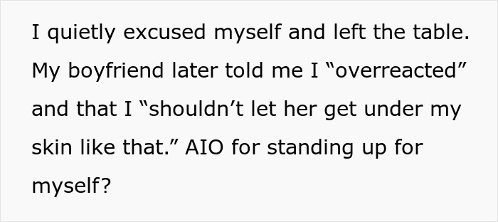 Text showing a woman feeling shocked after being called a downgrade by boyfriend&rsquo;s mom and compared to his classy ex.