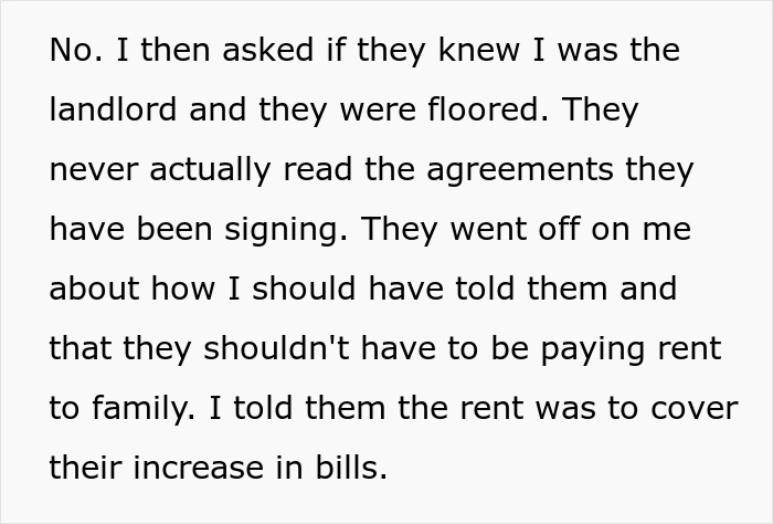 Text discussing a woman&rsquo;s roommates and sisters reacting after finding out she secretly owns the house and rent details.