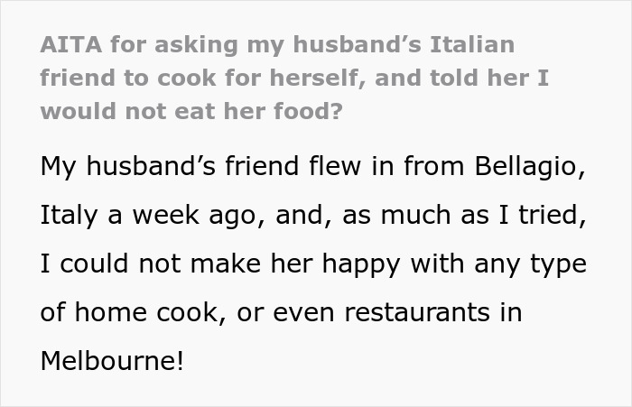 Text excerpt discussing hosting Italian friend, using spices, and drinking cappuccino after noon at home.