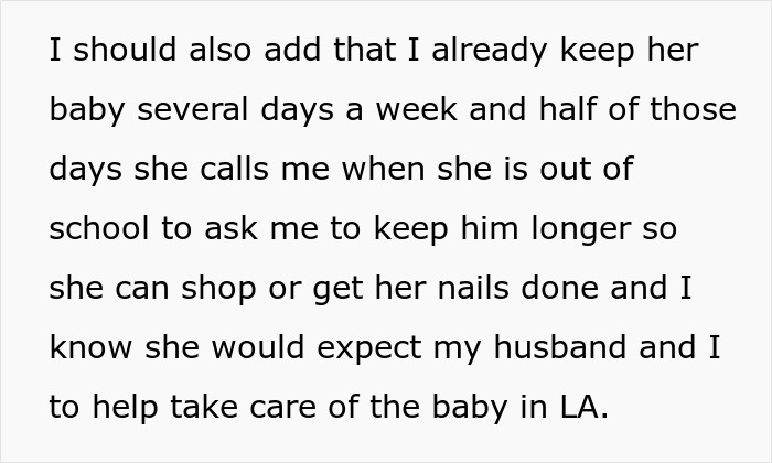 Text mentioning babysitting arrangements and helping care for a baby during a vacation without kids babysitting. Text mentioning babysitting arrangements and helping care for a baby during a vacation without kids babysitting.
