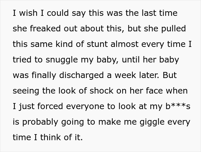 Text excerpt showing a new mom’s humorous malicious compliance in the NICU, shutting down a nosy neighbor with a clever stunt. Text excerpt showing a new mom’s humorous malicious compliance in the NICU, shutting down a nosy neighbor with a clever stunt.