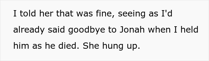 Text excerpt from a widow describing a final goodbye moment with her late husband Jonah before his death.