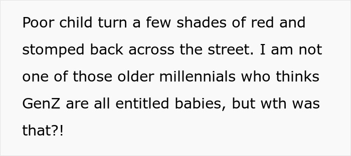 Text excerpt describing a 21-year-old throwing a hissy fit after neighbor refuses to move her car from a public parking spot. Text excerpt describing a 21-year-old throwing a hissy fit after neighbor refuses to move her car from a public parking spot.