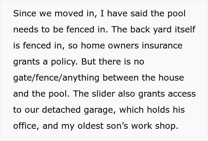 Request to make fence around pool ignored by man as partner insists on kids safety with proper pool fencing.