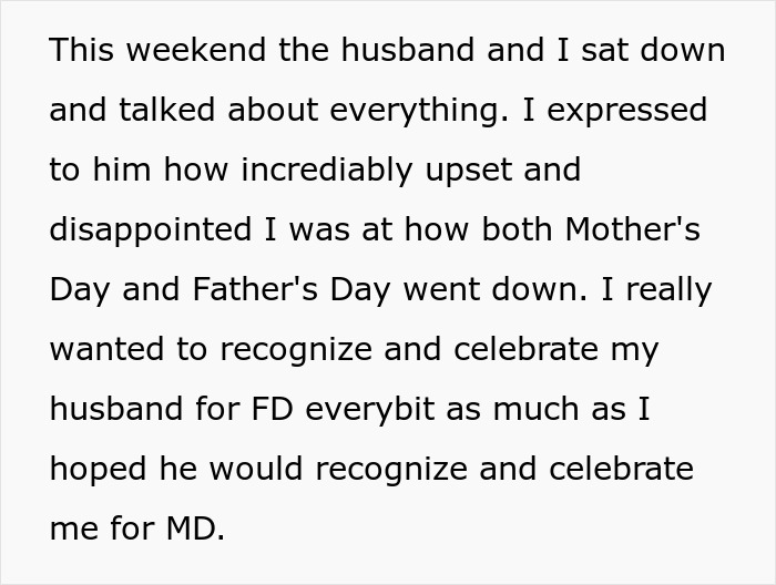 Husband upset wife on first Mother&rsquo;s Day by skipping celebration to spend time with his mom, causing hurt feelings.