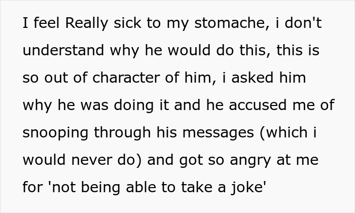 Text expressing feeling sick to the stomach after boyfriend feeds girlfriend slugs and her pet snail for months.