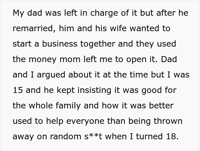 Woman takes dad to court over $100K stolen inheritance, leaving him broke after legal battle.