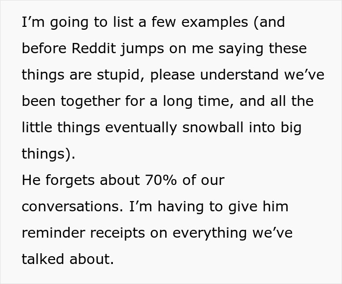 Text excerpt from a Reddit post describing frustration in a long-term relationship with a husband. Text excerpt from a Reddit post describing frustration in a long-term relationship with a husband.