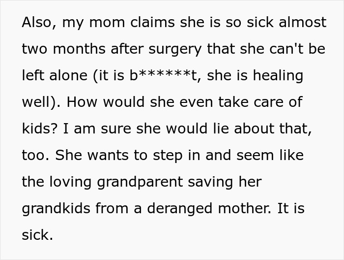 Text discussing a woman seeking advice on how to deal with her mom threatening to call CPS. Text discussing a woman seeking advice on how to deal with her mom threatening to call CPS.
