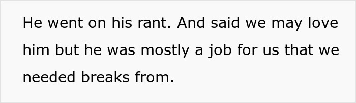 Text excerpt discussing a son's emotional rant reflecting years of neglect and parents questioning their impact.