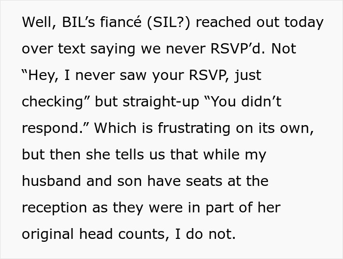 Mother of ring bearer shocked to learn she was left off bride&rsquo;s guest list despite RSVP and help with wedding planning.