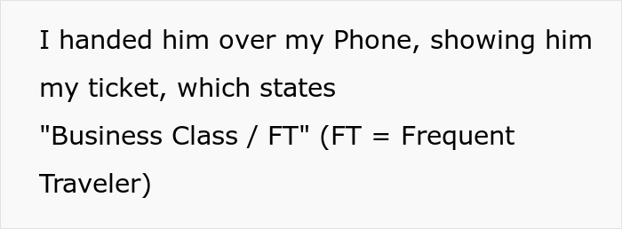 Phone screen showing a ticket with Business Class upgrade details as an entitled mother insists on paying upgrade fees.