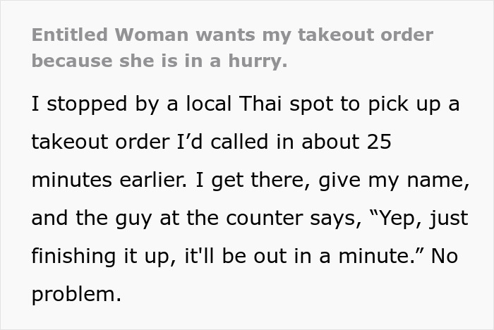 Woman&rsquo;s effort to jump the line for fast food fails as she tries to grab another guy&rsquo;s takeout order.