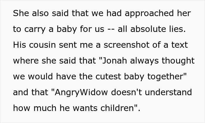 Text message screenshot reveals drama over secret babies and memorial plans involving late man&rsquo;s best friend and widow.