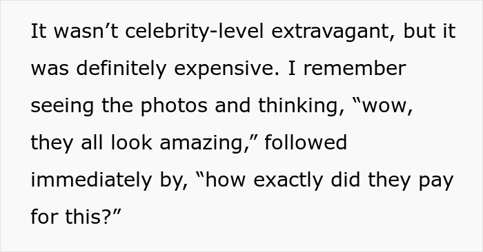 Text excerpt about expensive prom photos prompts woman to question how niece's college fund was used without asking. Text excerpt about expensive prom photos prompts woman to question how niece's college fund was used without asking.