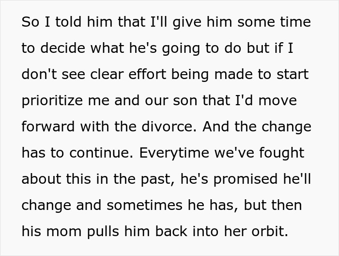 Text about a man prioritizing his mother over his wife on Mother's Day, causing relationship struggles.