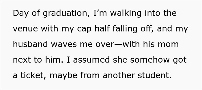 Woman&rsquo;s graduation day disrupted as husband gives sister-in-law&rsquo;s seat to his mom without informing her.