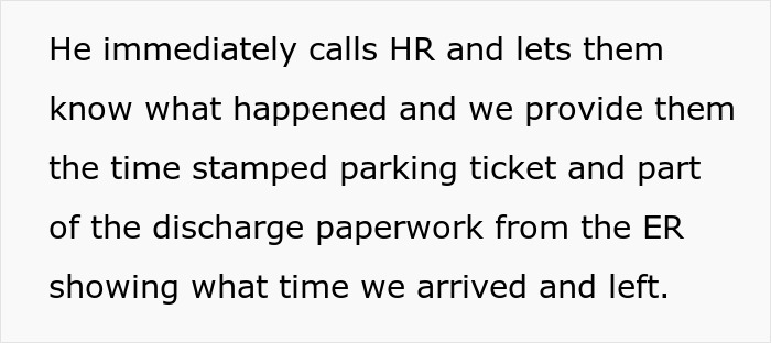 Text excerpt explaining HR involvement after a woman stalks colleague to confirm he’s sick and regrets turning him in. Text excerpt explaining HR involvement after a woman stalks colleague to confirm he’s sick and regrets turning him in.