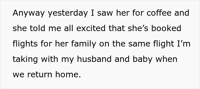 Text excerpt about booking flights, illustrating a situation related to rebooking a flight to avoid babysitting a niece. Text excerpt about booking flights, illustrating a situation related to rebooking a flight to avoid babysitting a niece.