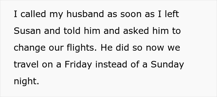 Text excerpt explaining rebooking a flight to avoid babysitting niece, related to flight rebooking dilemma. Text excerpt explaining rebooking a flight to avoid babysitting niece, related to flight rebooking dilemma.