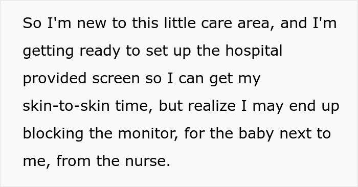 New mom’s malicious compliance in NICU setting blocks monitor, shutting down nosy neighbor while getting skin-to-skin time. New mom’s malicious compliance in NICU setting blocks monitor, shutting down nosy neighbor while getting skin-to-skin time.