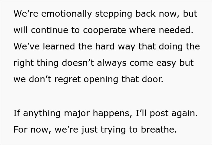 Text excerpt about emotional struggles and cooperation, highlighting poor parenting and risk of losing custody due to cousin babysitting.