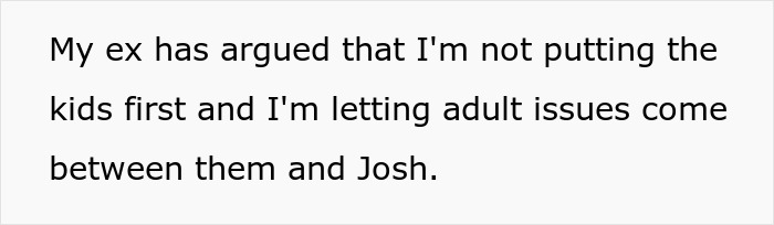 Text on screen about a dad involved in kids&rsquo; life facing challenges from ex&rsquo;s new husband pushing him out.