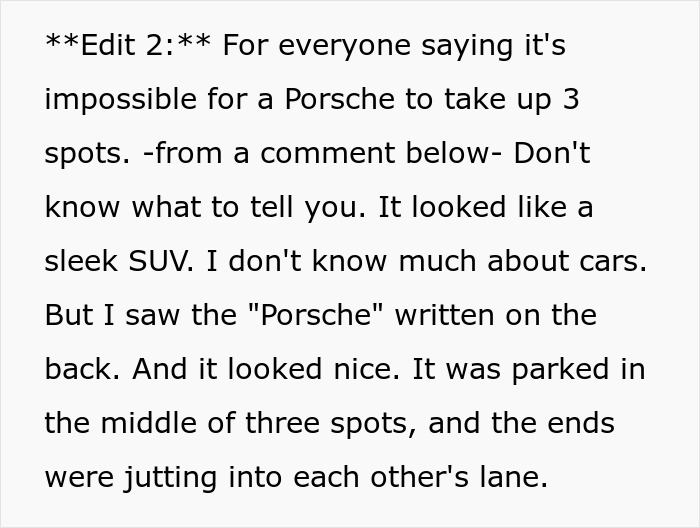 Porsche parked across three handicap spots, causing frustration and blame towards a raccoon by a netizen.