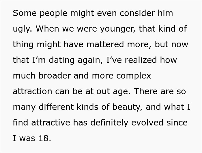 Text discussing dating perspectives evolving with age and the complexity of attraction beyond influencer-like women. Text discussing dating perspectives evolving with age and the complexity of attraction beyond influencer-like women.