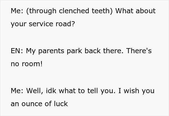 Text conversation showing someone frustrated about parking space with no room due to neighbor’s car blocking public spot. Text conversation showing someone frustrated about parking space with no room due to neighbor’s car blocking public spot.