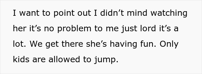 Text excerpt from a woman refusing to watch her sister again after family claims she broke her leg, expressing frustration.