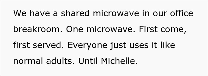 Office breakroom with a shared microwave, highlighting coworker reserve microwave issues related to dietary needs.
