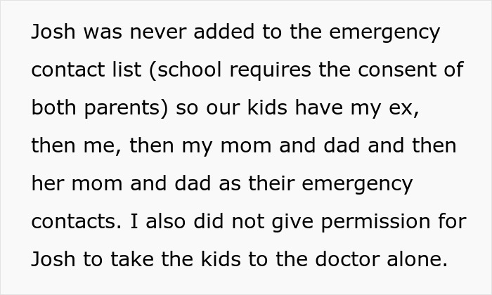 Text discussing a dad active in kids&rsquo; life feeling excluded by his ex&rsquo;s new husband from emergency contact list and decisions.