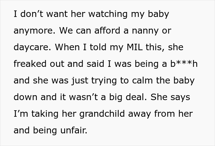 Mother-in-law caught trying to breastfeed baby she was watching, causing mom to become furious and upset.
