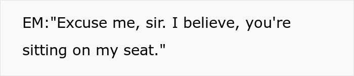 Text conversation showing a person politely telling another that they are sitting on their seat, related to entitled mother insists paying upgrade.