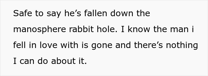 Text on a plain white background discussing a woman at crossroads after her partner of 10 years wants to buy a house solely for himself.