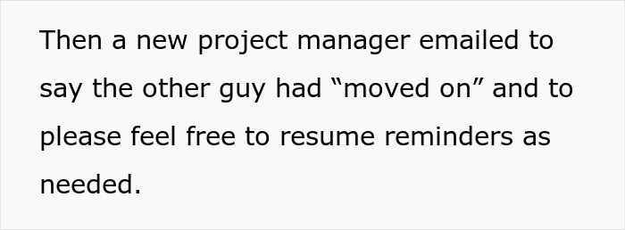 Email screenshot of a project manager informing to resume follow-ups on approvals after a pause requested by the client. Email screenshot of a project manager informing to resume follow-ups on approvals after a pause requested by the client.