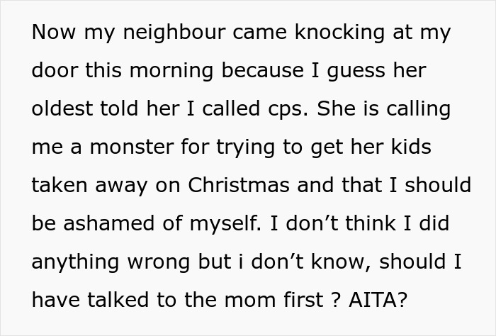 Neighbor calls CPS after mom throws kid out on cold Christmas night for not making bed, causing community outrage. Neighbor calls CPS after mom throws kid out on cold Christmas night for not making bed, causing community outrage.