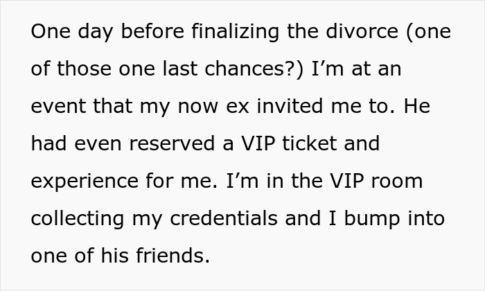 Text describing a man ghosting friend after divorce and later seeking a job referral years afterward.