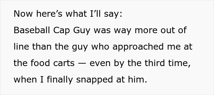 Text excerpt showing a woman recounting an encounter with a gym guy who kept trying to fist bump her.