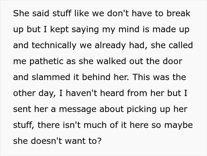 Text showing a personal story about girlfriend behaviour change in a relationship and communication struggles.