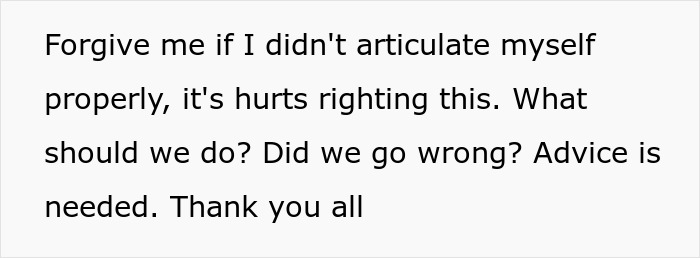 Text about parents worried they messed up their son after years of neglect, seeking advice and guidance.
