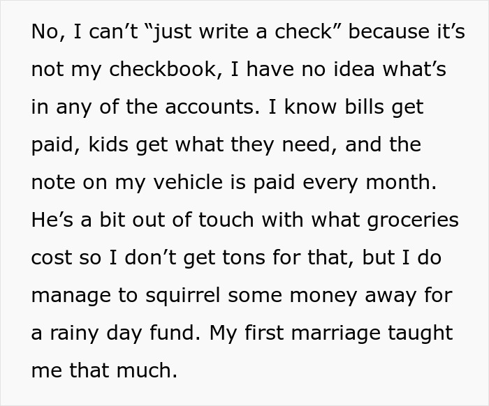 Text excerpt discussing man ignoring partner's request to make fence around pool for kids' safety and her shutting it down.